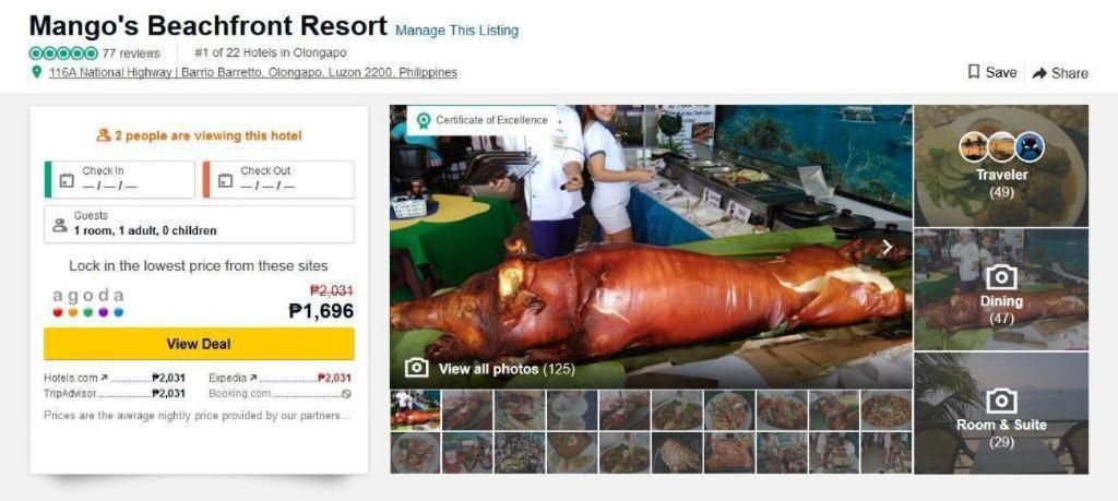 Mango'S Beachfront Resort Olongapo Eksteriør bilde